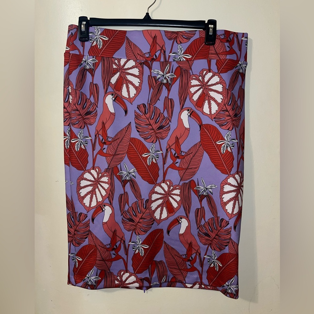 Eloquii Vibrant Red and Purple Leaf Skirt